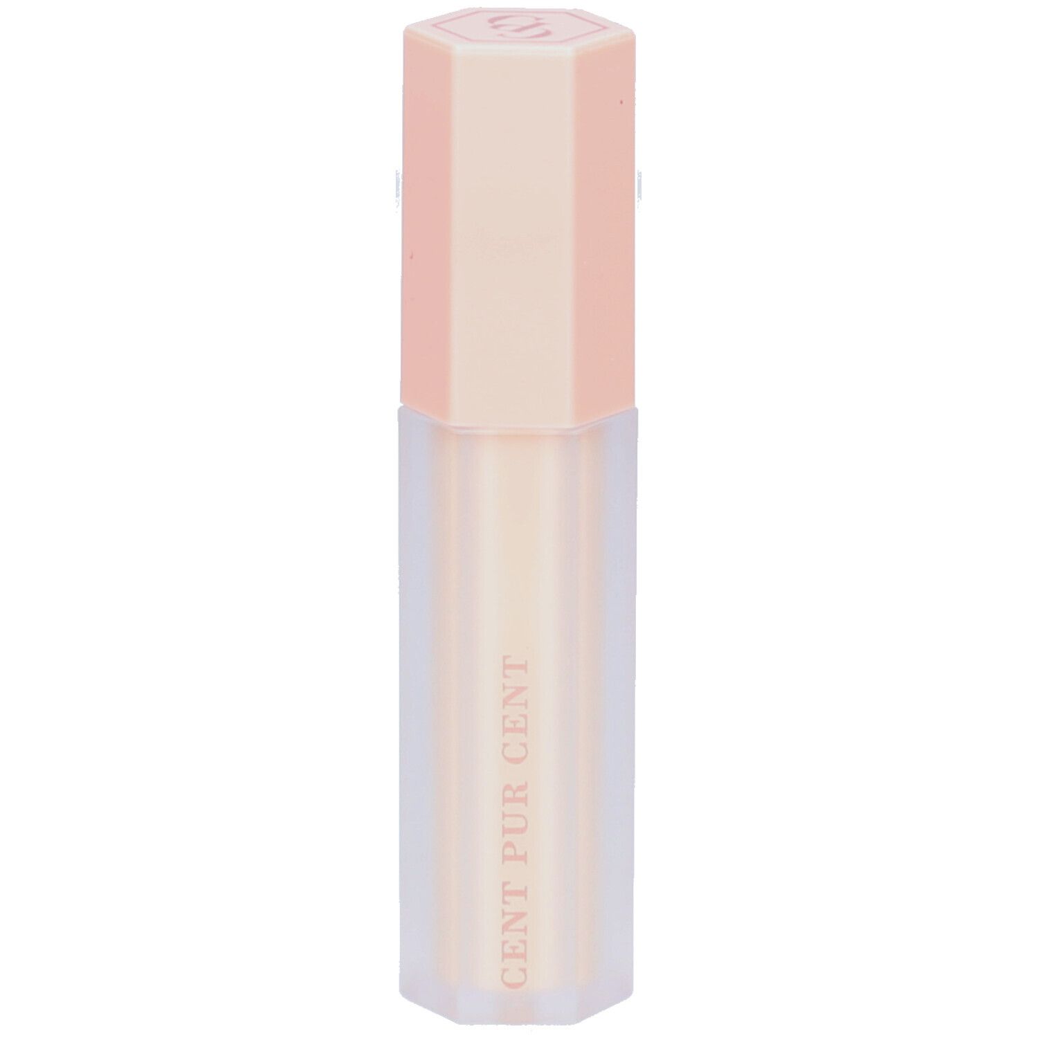 Concealer en forme de cône avec bouchon rose. Inscription: CENT PUR CENT.