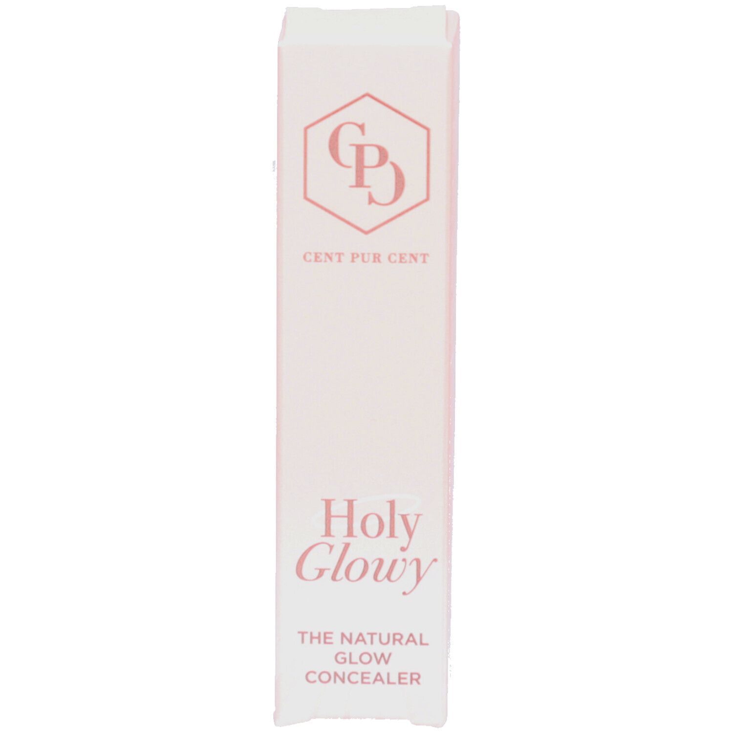 Emballage de correcteur. Inscription: CENT PUR CENT, Holy Glowy, THE NATURAL GLOW CONCEALER.