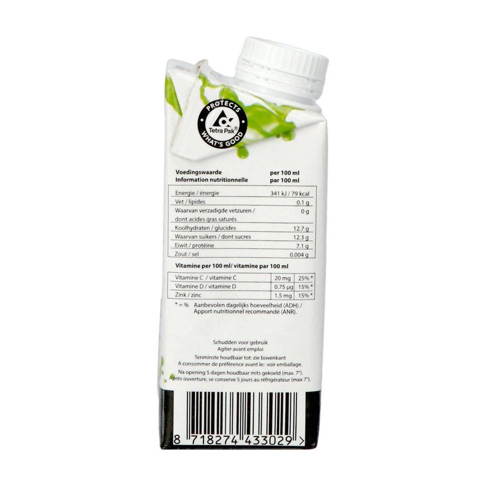 Dos de l'emballage Frezz Cloudy Apple Protein+. Contient informations nutritionnelles et liste des ingrédients. Avec bouchon à vis blanc.