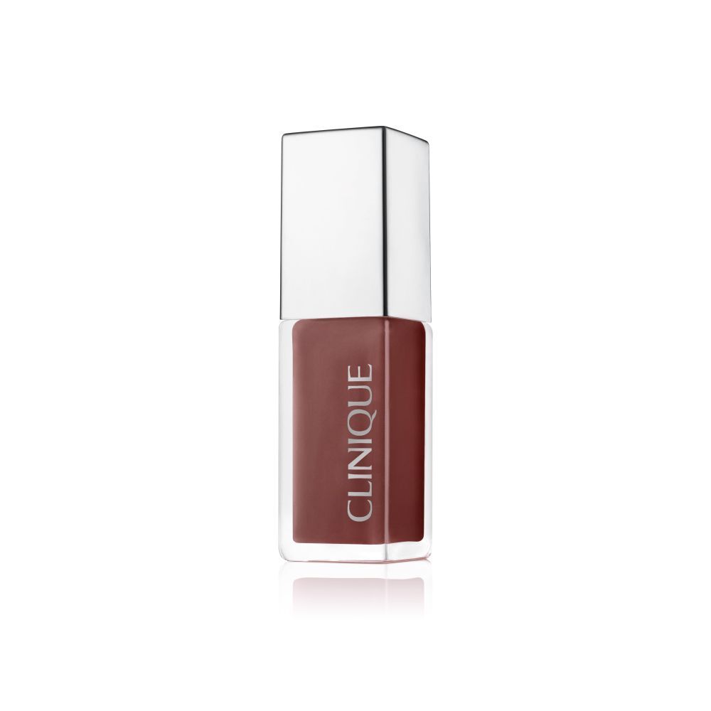 Clinique Pop™ Lip + Cheek Oil. Flacon à bouchon argenté. Teinte : Nude Honey.