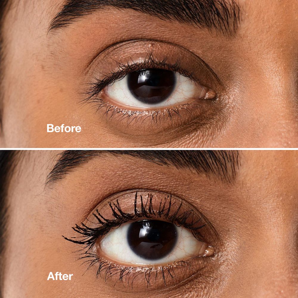 Œil avant et après l'application du mascara. Rangée du haut : Avant. Rangée du bas : Après.
