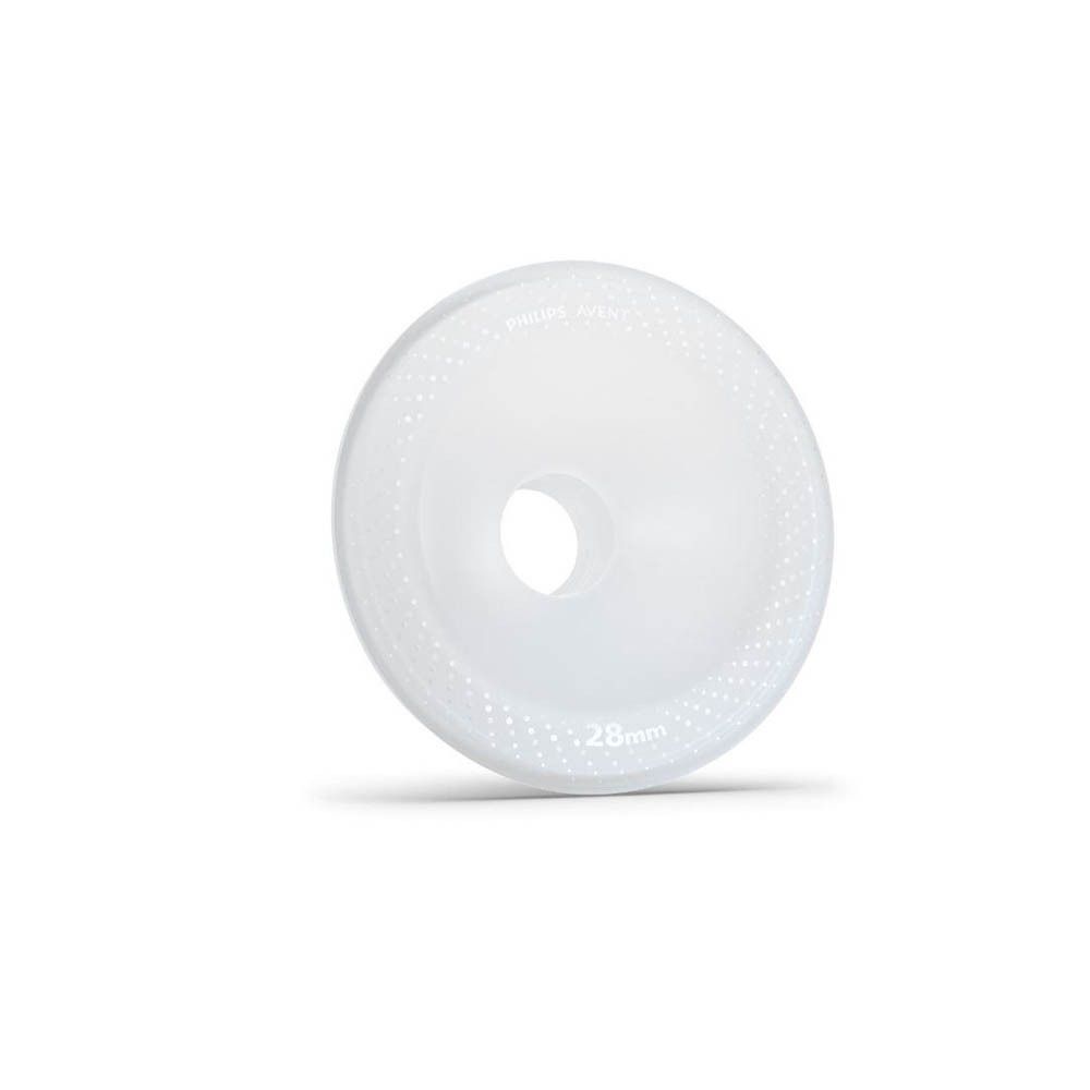 Un coussinet transparent. Fond blanc. Taille 28mm.