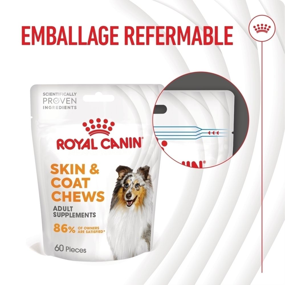 Royal Canin Skin & Coat Chews, 86% des propriétaires sont satisfaits.