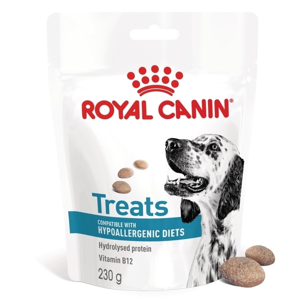 Sachet de friandises Royal Canin, 230g, avec visage de chien et Protéine hydrolysée, Vitamine B12.