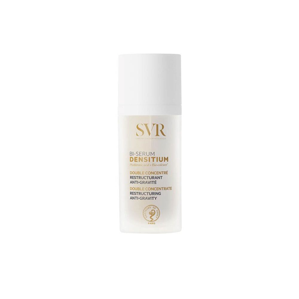 SVR DENSITIUM BI-Sérum. Flacon blanc avec bouchon blanc. Nom du produit et texte sur le devant.