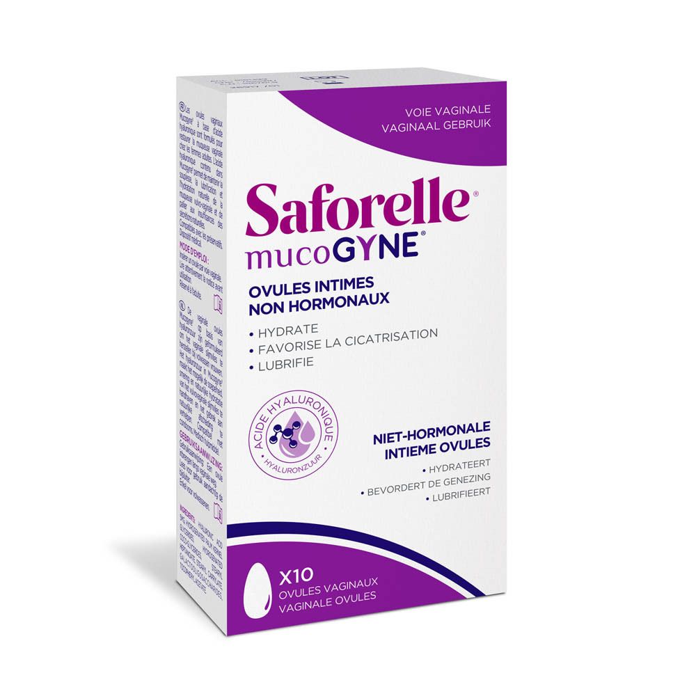 Saforelle mucoGYNE: Ovules intimes non hormonaux, 10 ovules vaginaux. À l'acide hyaluronique.