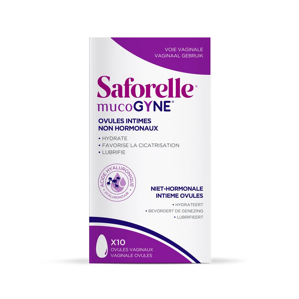 Saforelle mucoGYNE: Ovules intimes non hormonaux, 10 ovules vaginaux. À l'acide hyaluronique.