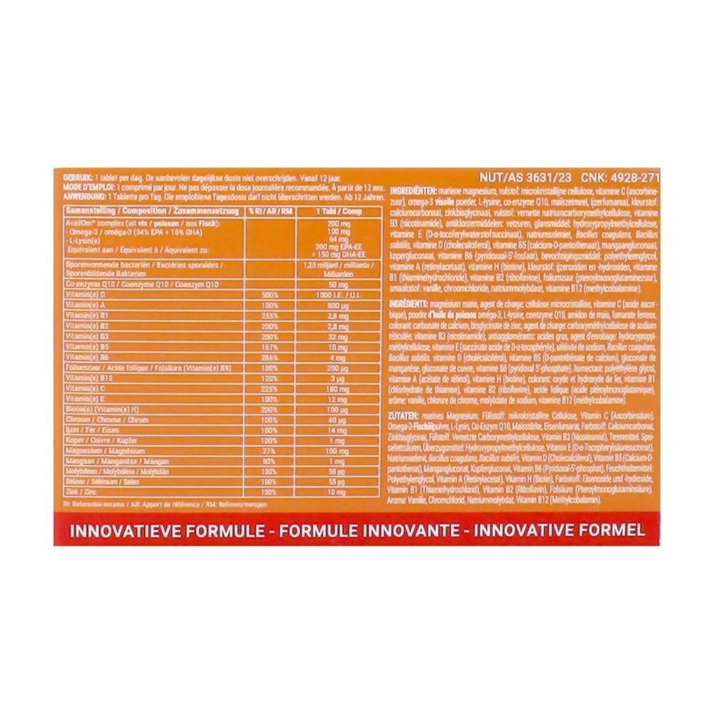 Emballage orange "MY VITAMINS next generation", formule 25-en-1, 90 gélules.
