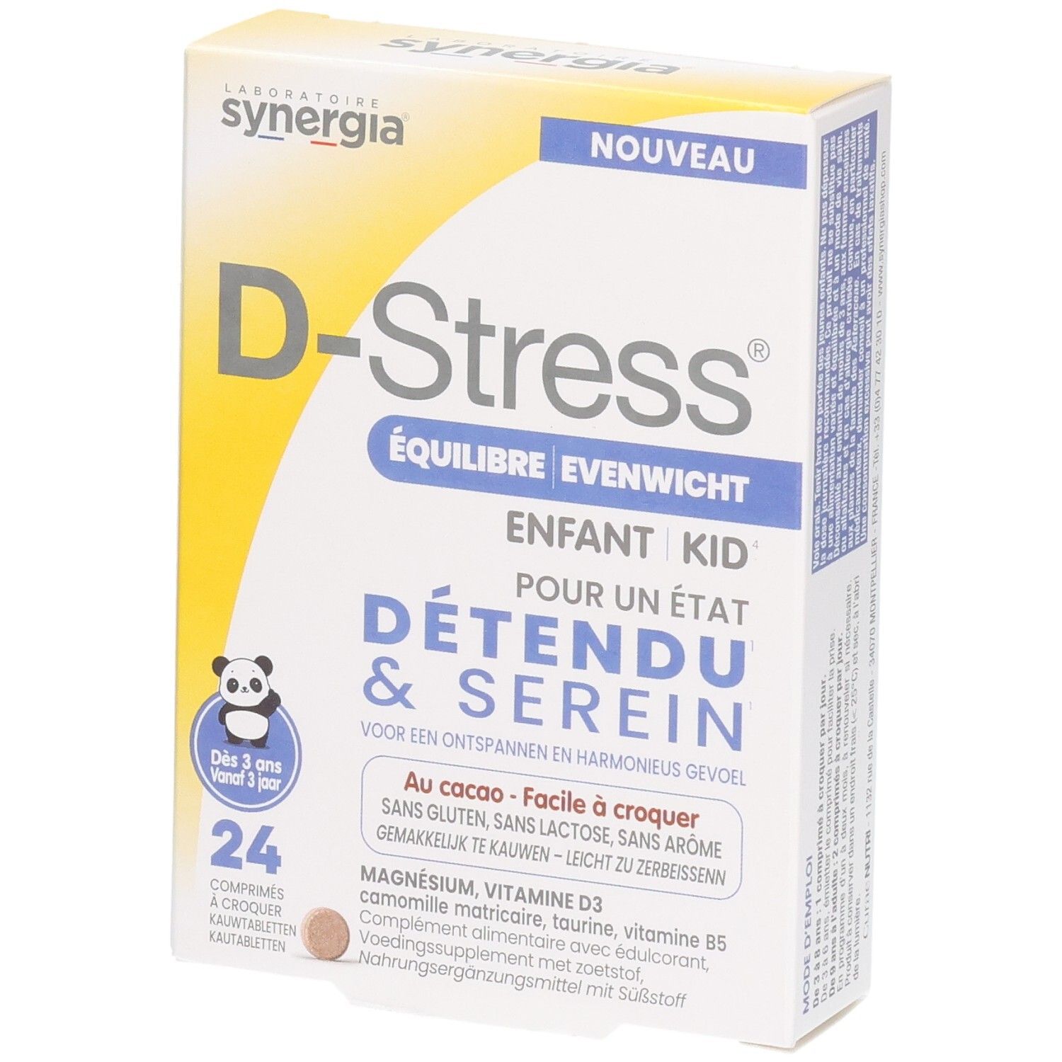 D-Stress Équilibre Enfant Kid boîte de 24 comprimés à croquer.