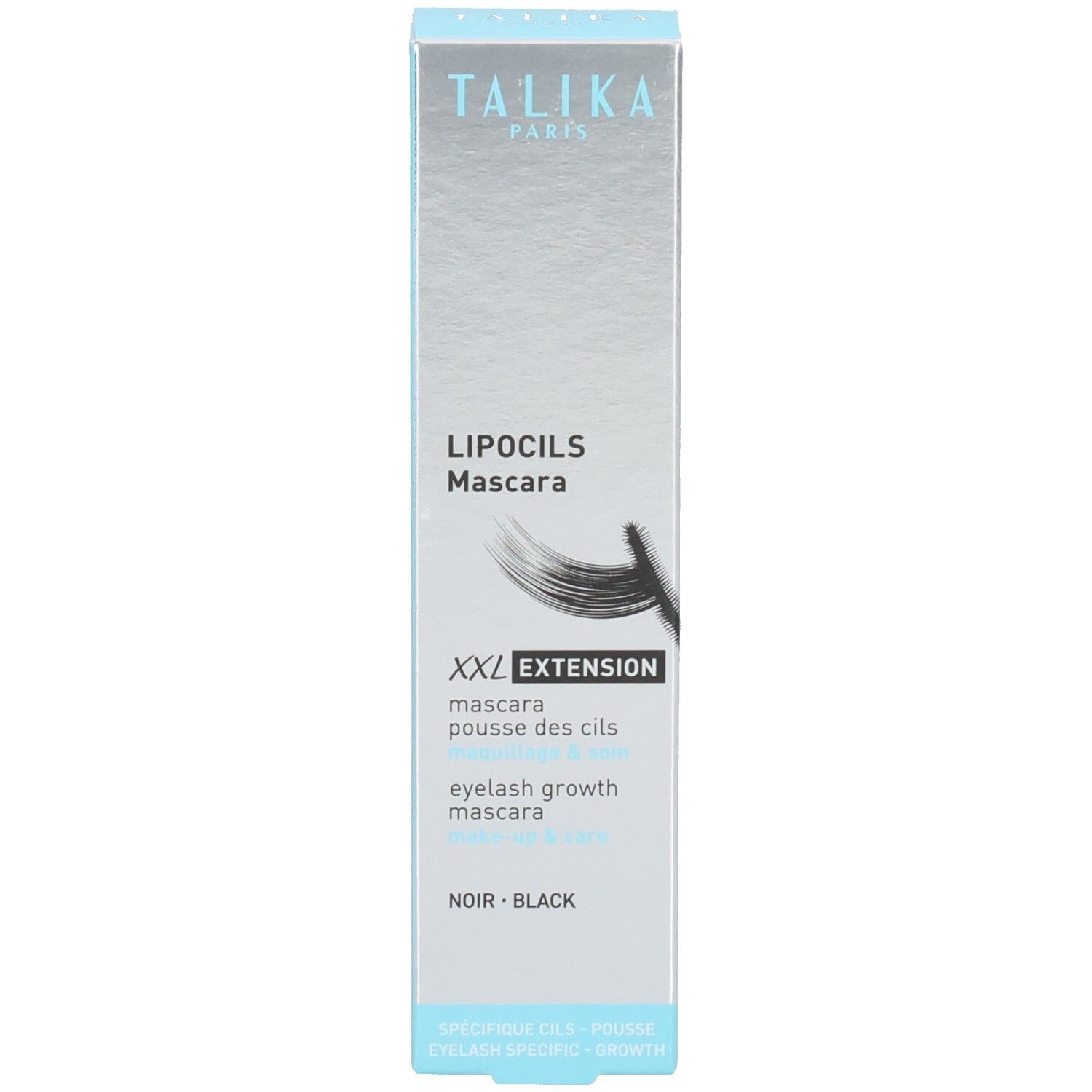 Emballage. Inscriptions: TALIKA PARIS, LIPOCILS Mascara, XXL EXTENSION, Noir Black.