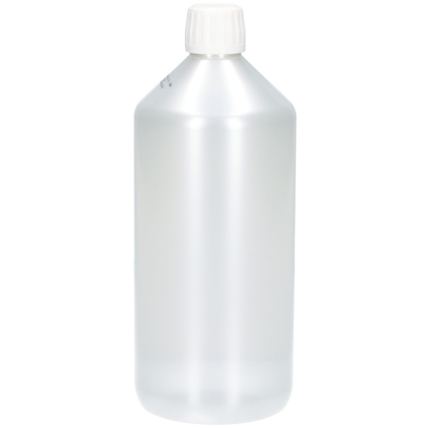 Bouteille en aluminium argenté avec bouchon à vis blanc, capacité de 1 litre.