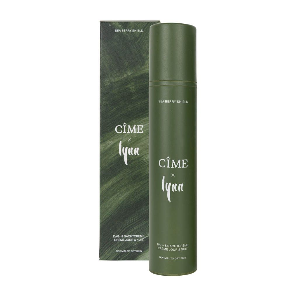 Produit et emballage. Texte: CÎME, Lynn. Crème jour & nuit. Peaux normales à sèches.