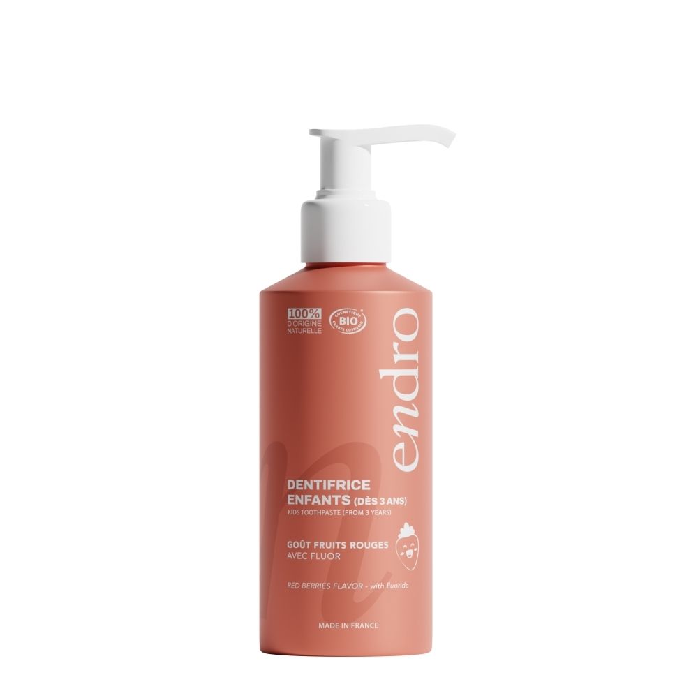 Endro dentifrice enfants, goût fruits rouges, avec fluor.