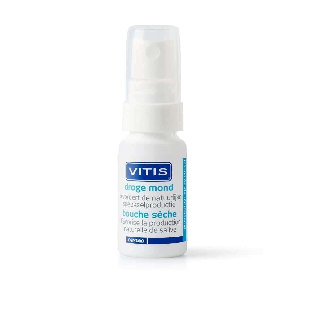 Vitis Spray buccal pour bouche sèche. Favorise la production naturelle de salive. Saveur pomme.