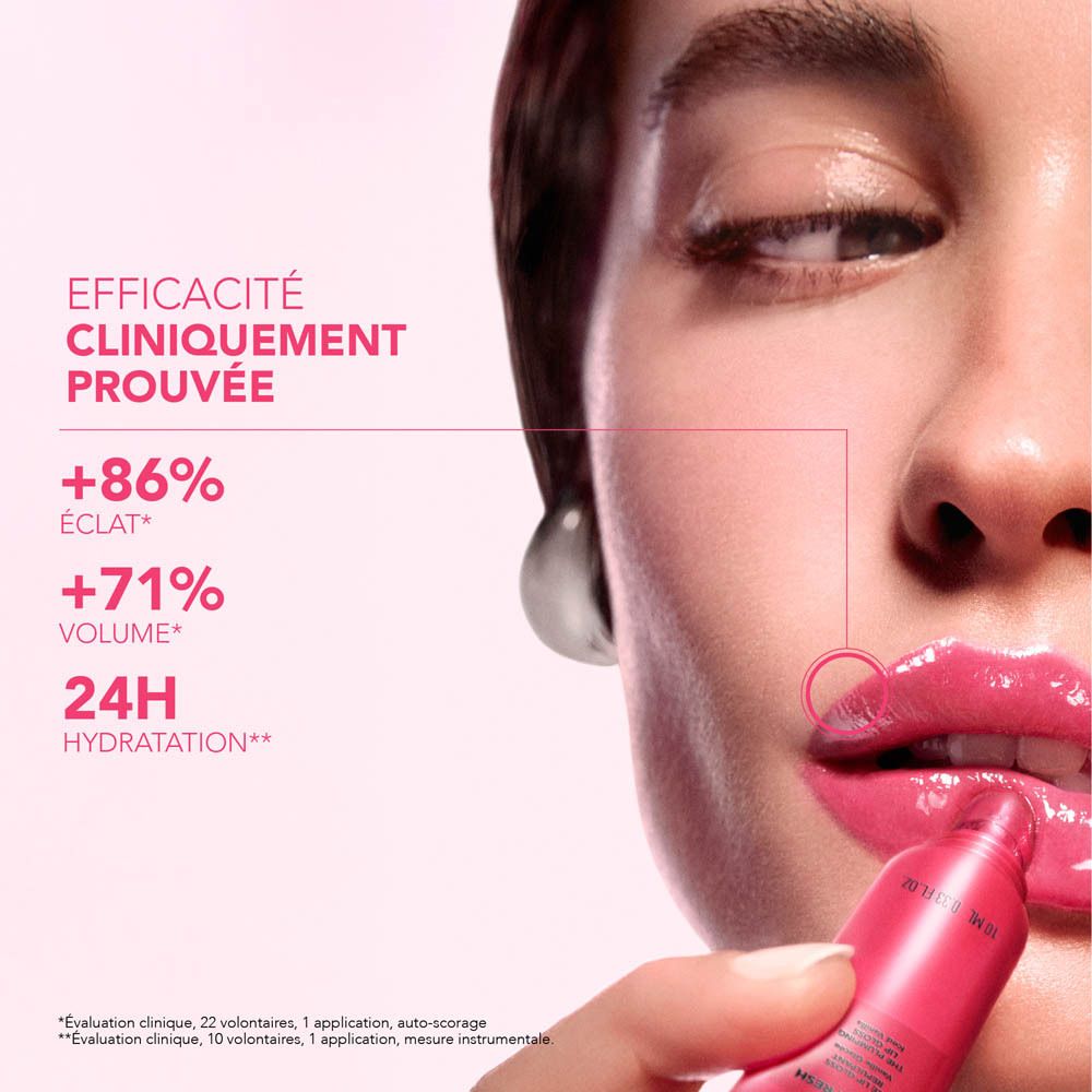 Efficacité cliniquement prouvée du Lierac Glow Fresh Lipgloss : +86% éclat, +71% volume, 24h hydratation.