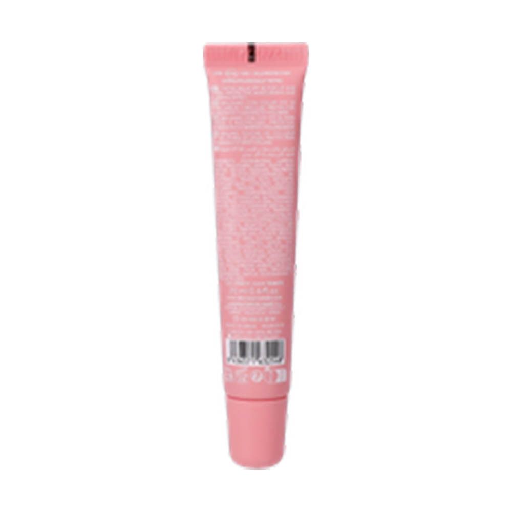 Dos d'un tube rose. Contient du texte multilingue et un code-barres. Marque: Babe.