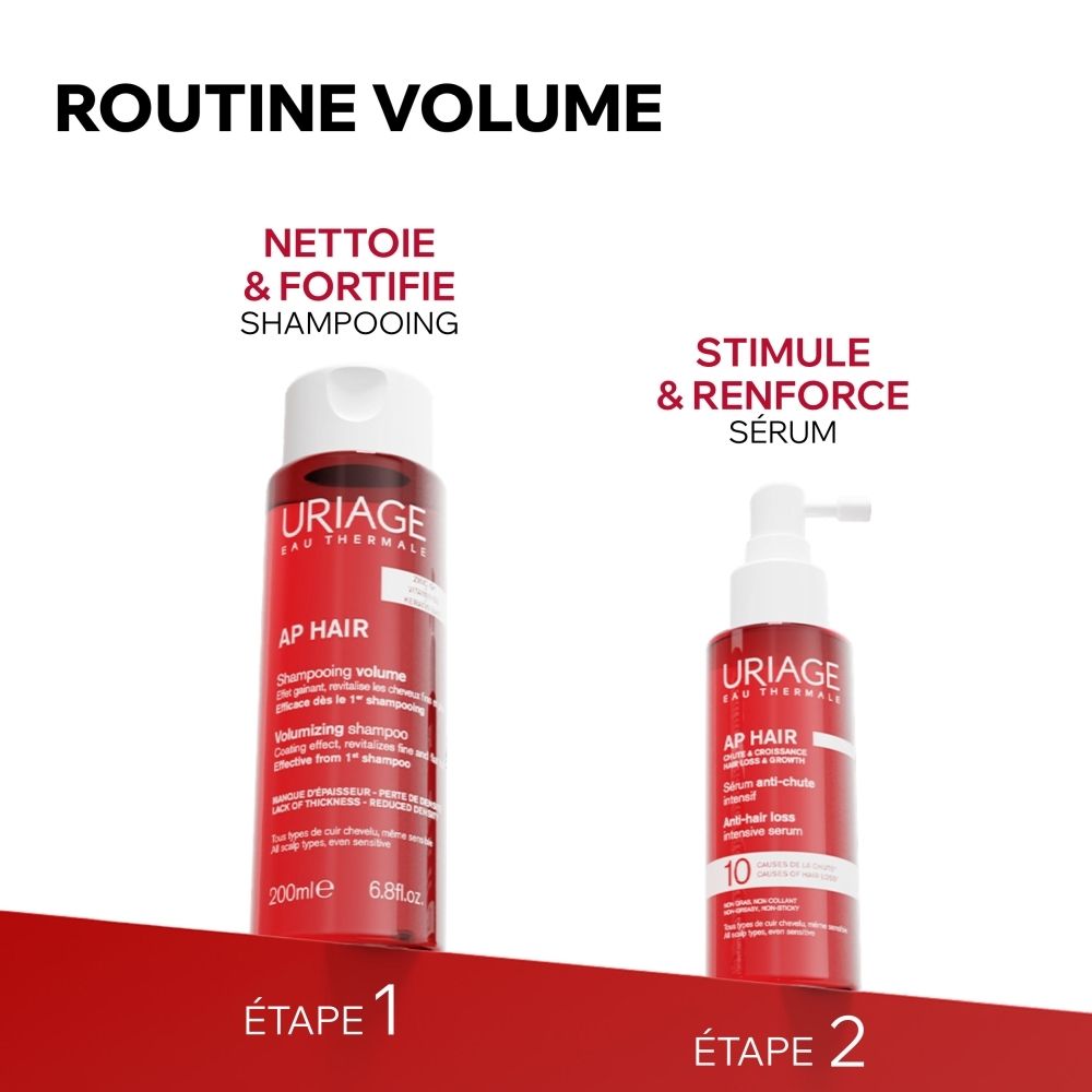 Flacon Uriage AP Hair Shampooing 200ml, avec Zinc GN, Vitamine B6 et Kératine.