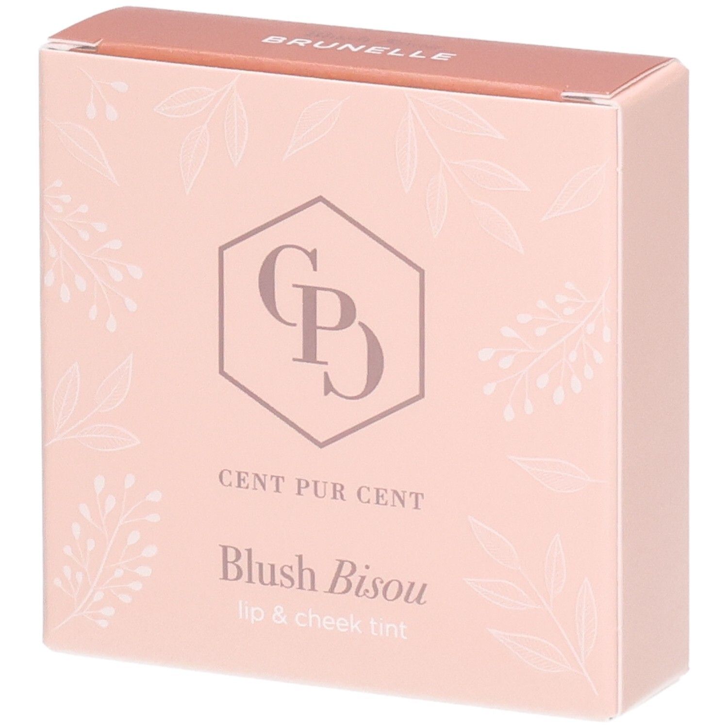 Emballage pour 'Blush Bisou' teinte pour lèvres et joues par Cent Pur Cent.