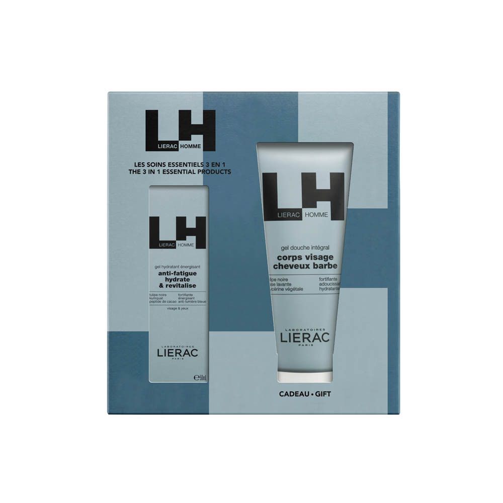 Coffret cadeau avec deux produits. Logo LH et noms de produits visibles. Contient un gel hydratant et un gel douche.