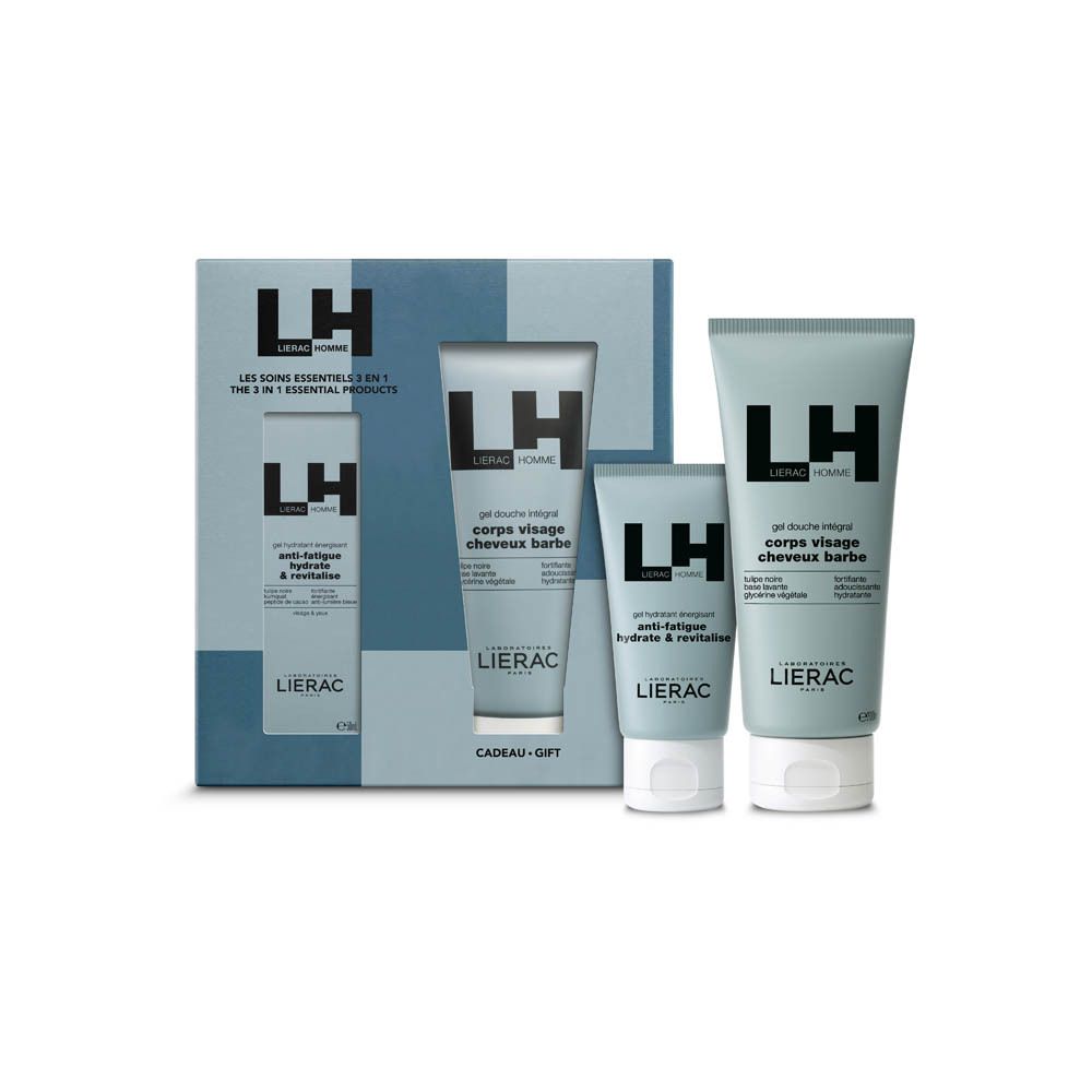 Coffret cadeau avec deux produits. Logo LH et noms de produits visibles. Contient un gel hydratant et un gel douche.