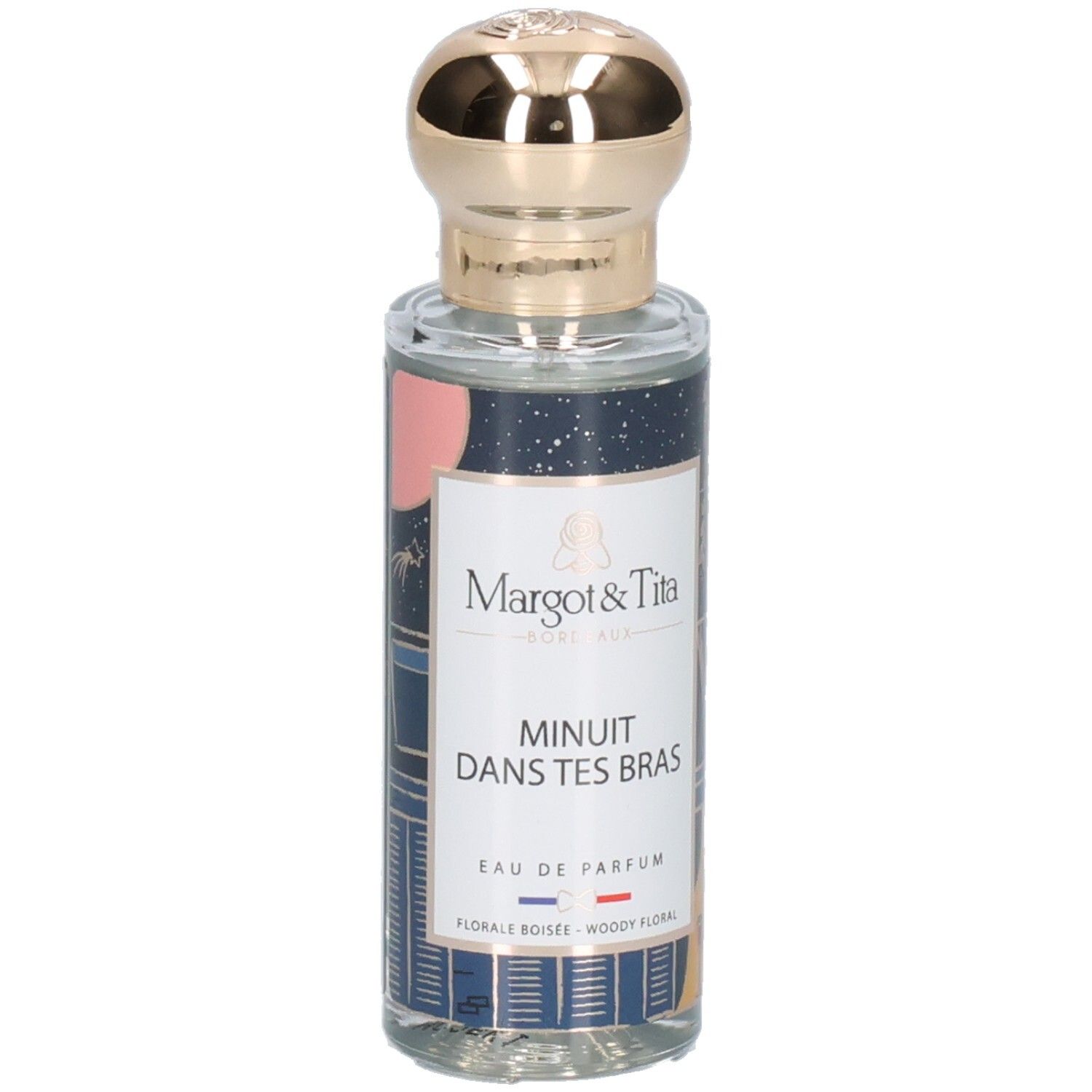 Bouteille de parfum Margot & Tita Minuit Dans Tes Bras avec bouchon doré.