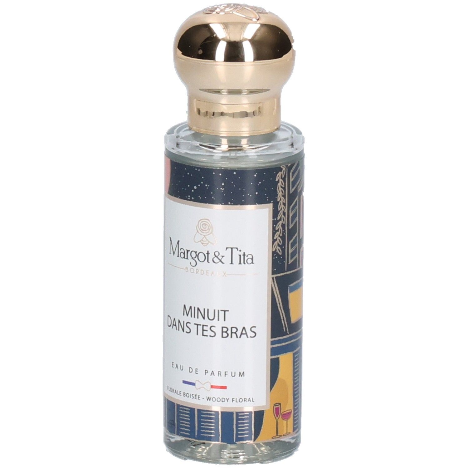 Bouteille de parfum Margot & Tita Minuit Dans Tes Bras avec bouchon doré.