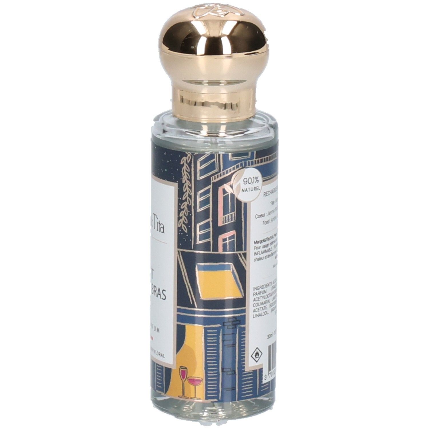 Bouteille de parfum Margot & Tita Minuit Dans Tes Bras avec bouchon doré et étiquette.