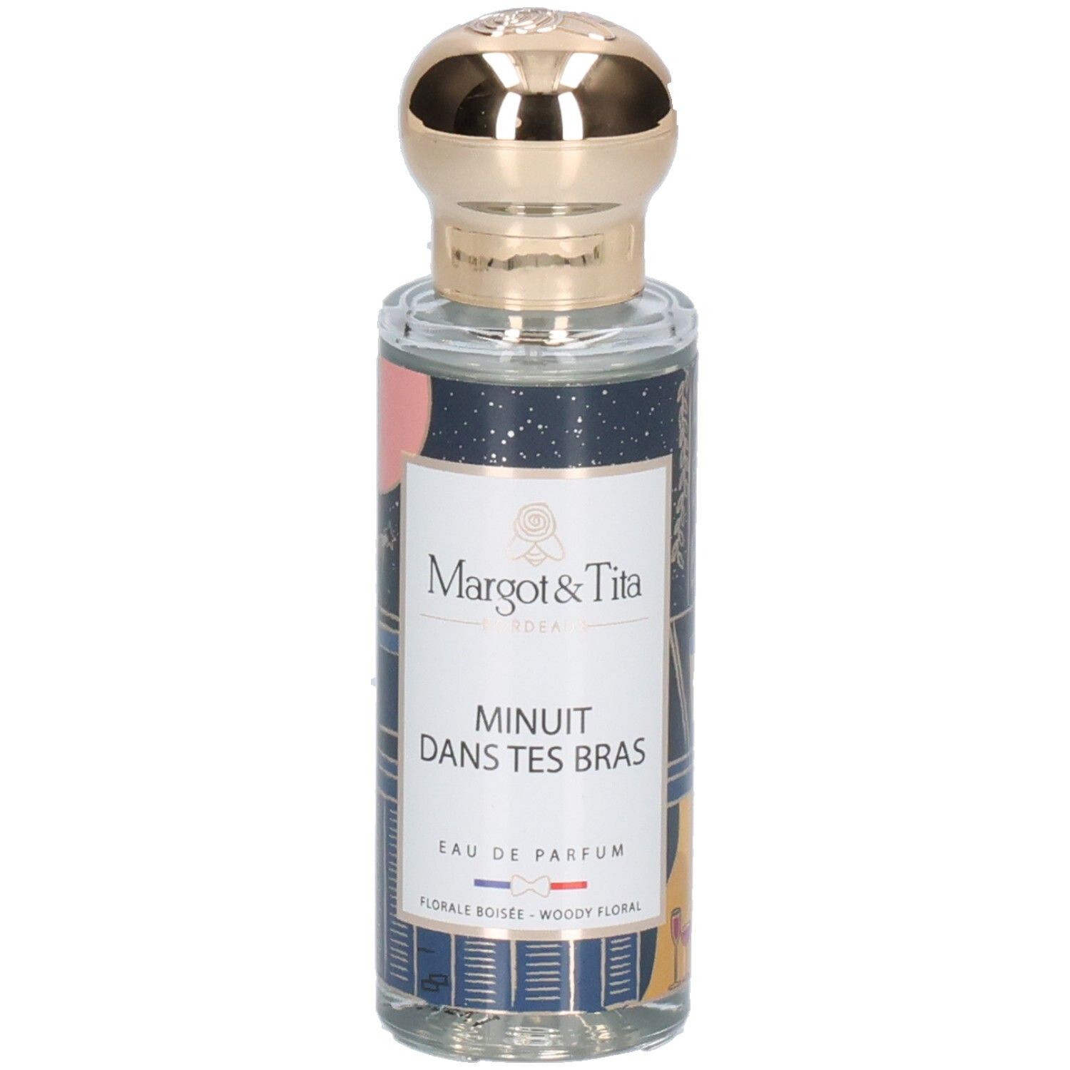 Bouteille de parfum Margot & Tita Minuit Dans Tes Bras avec bouchon doré.