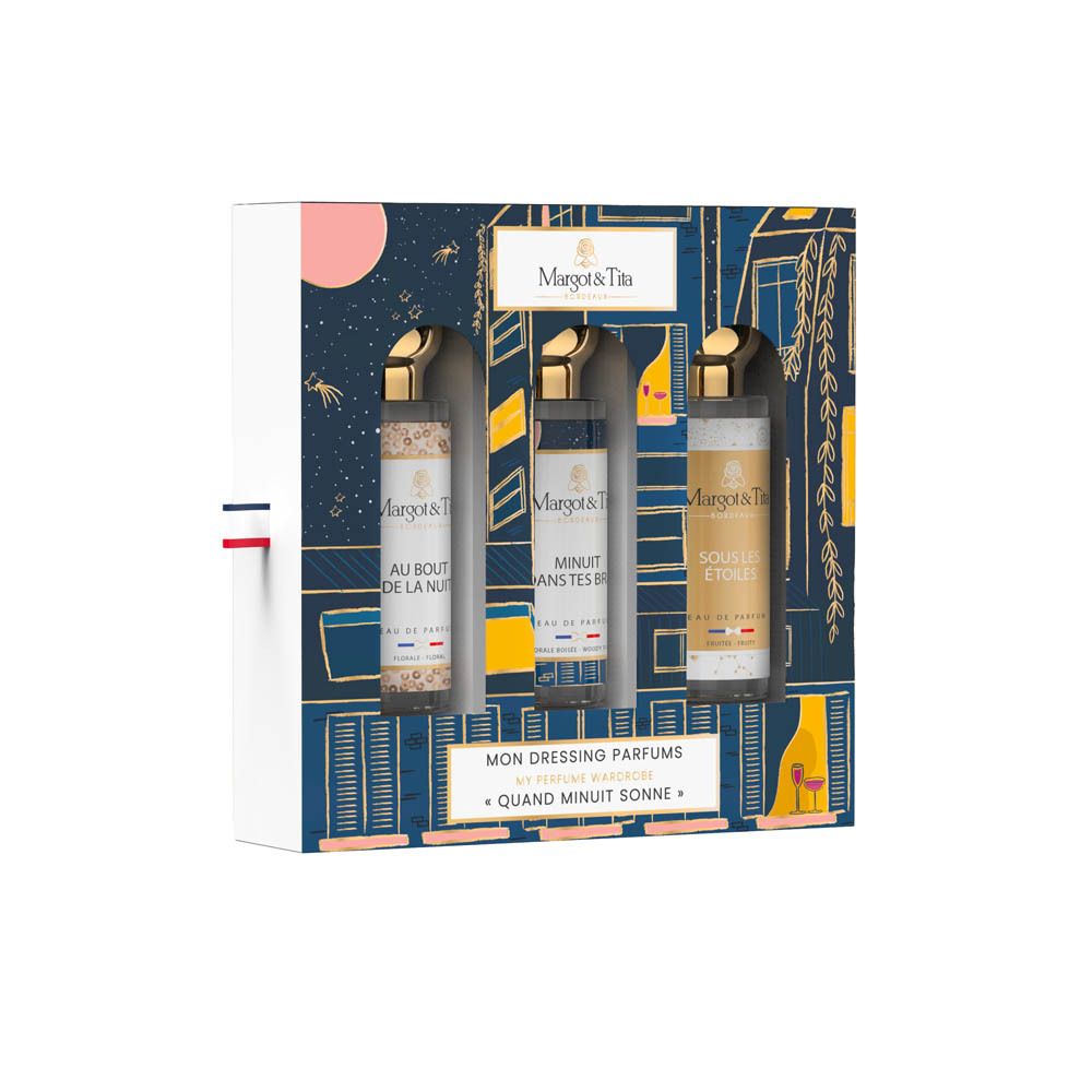 Coffret cadeau Margot & Tita, côté avec drapeau français et informations produit.