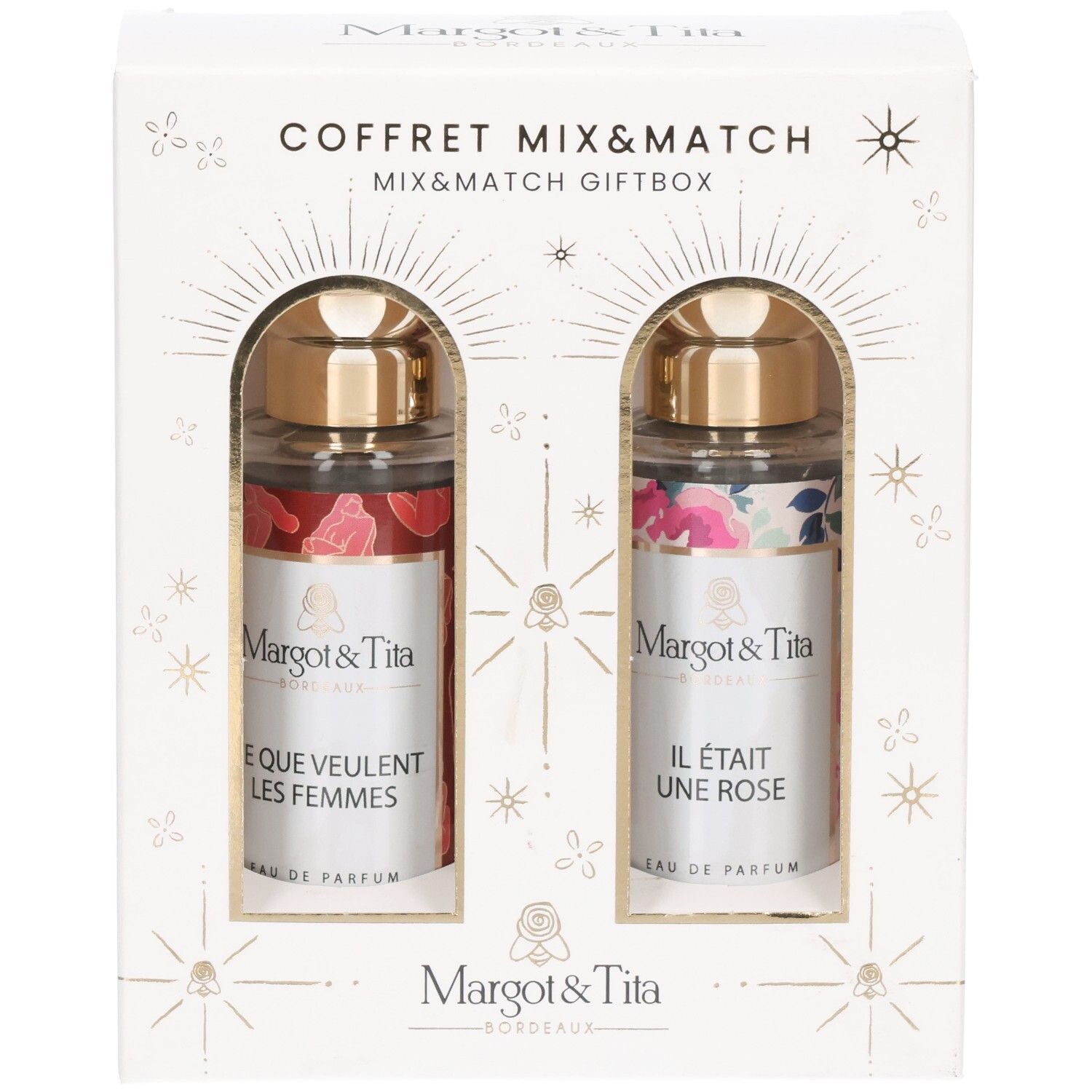 Coffret Mix & Match Margot & Tita avec deux flacons d'Eau de Parfum, vue de face.