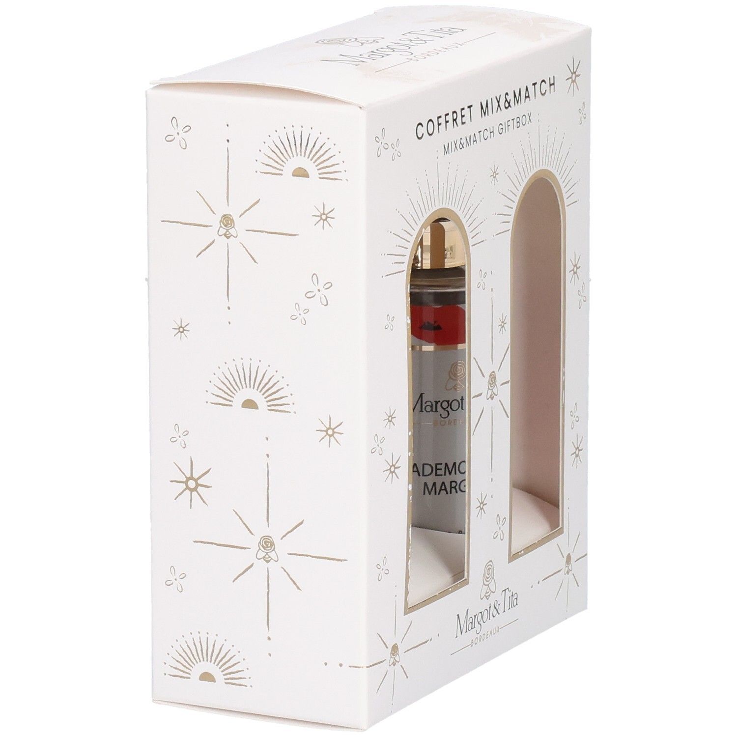Vue latérale du coffret Mix&Match Margot & Tita avec deux flacons de parfum.
