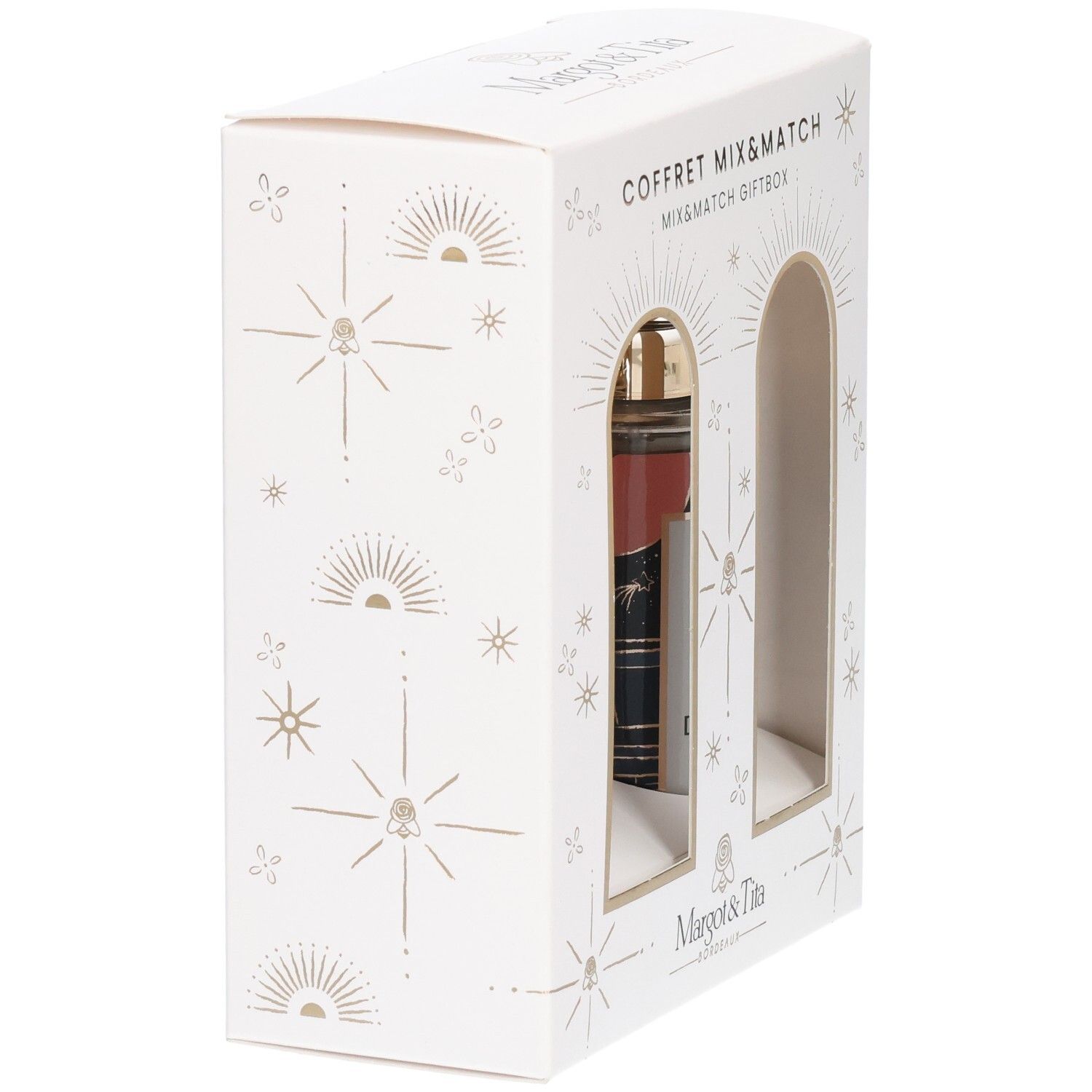 Vue de côté du coffret Mix&Match Margot&Tita contenant deux flacons d'eau de parfum.