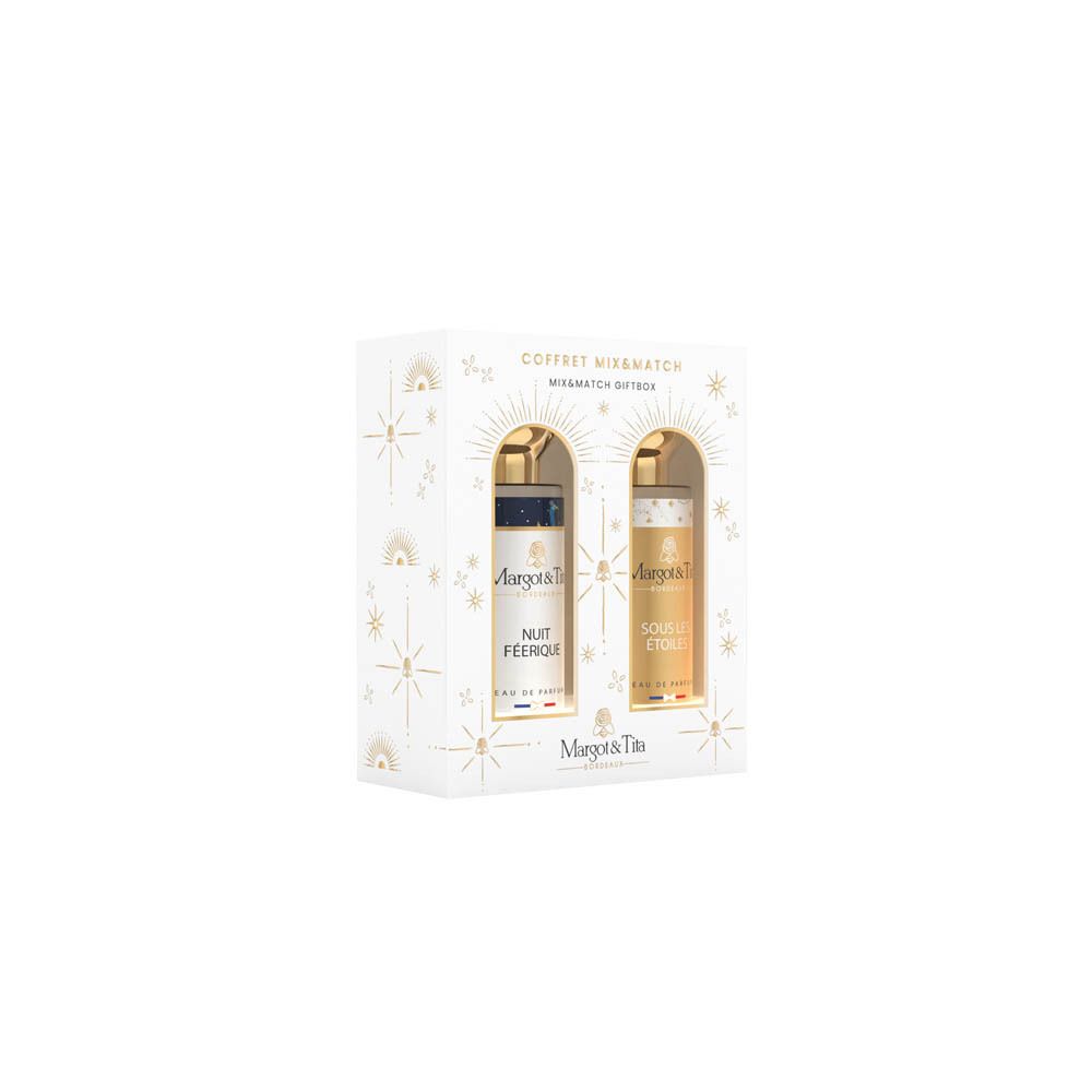 Coffret Mix&Match Margot&Tita avec deux flacons de parfum : Nuit Féerique et Sous les Étoiles.