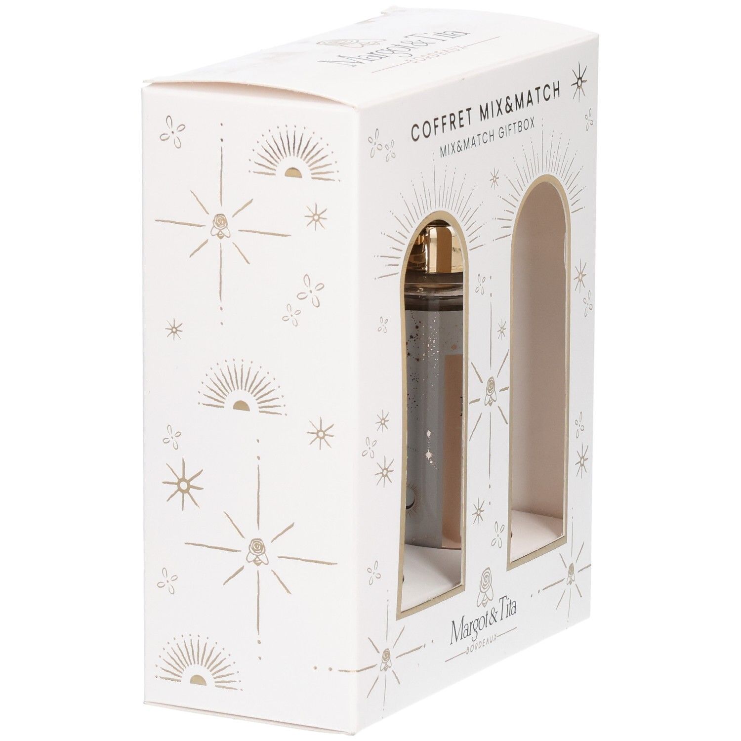 Vue latérale du coffret Mix&Match Margot&Tita avec deux flacons de parfum.