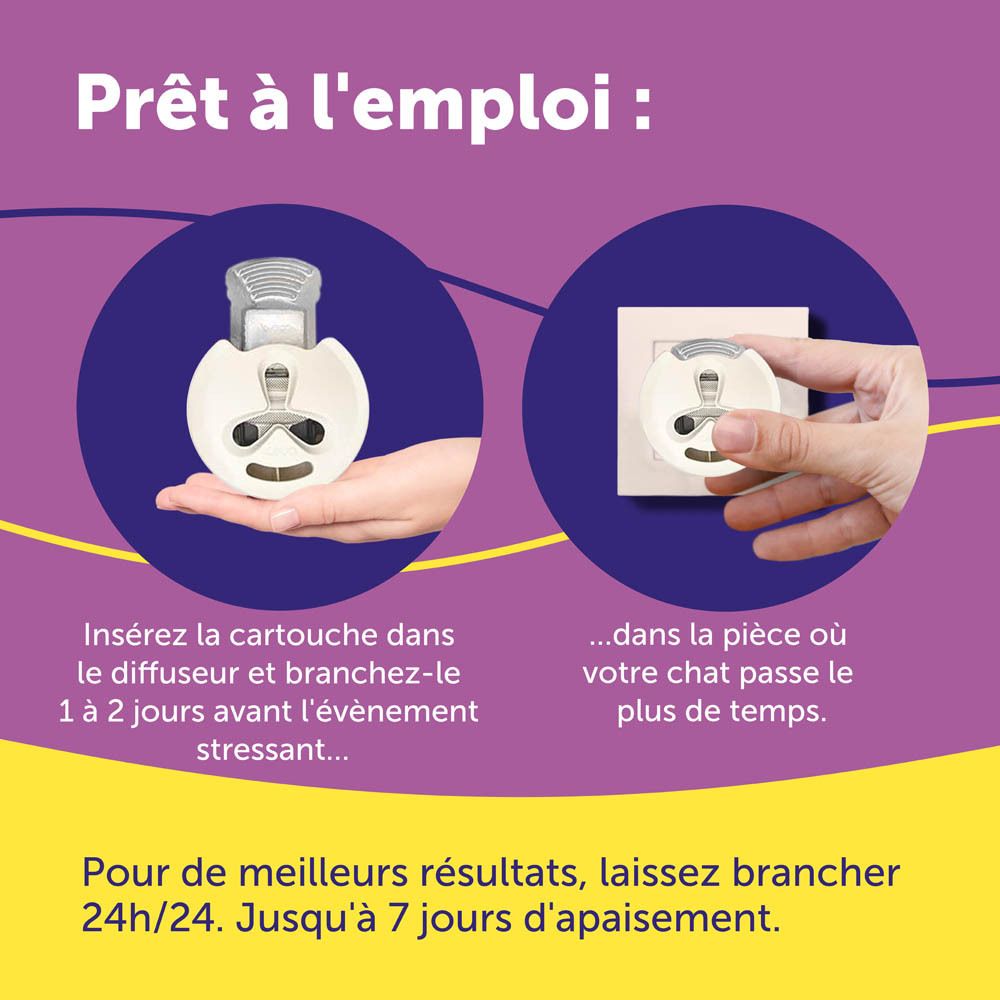 Mains branchant le diffuseur. Texte : Prêt à l'emploi !