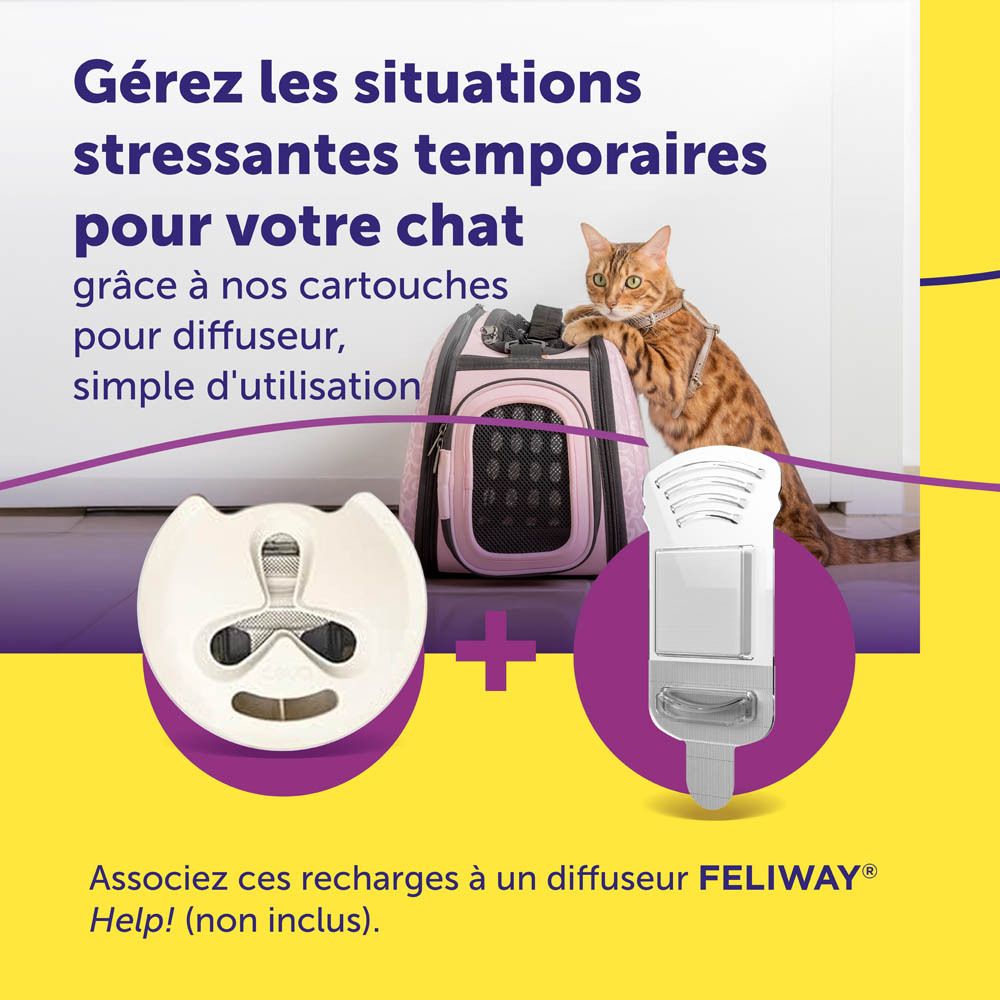 Feliway Help! Pack de 3 cartouches. 3 x 7 jours. Aide en cas de stress. Cliniquement prouvé.