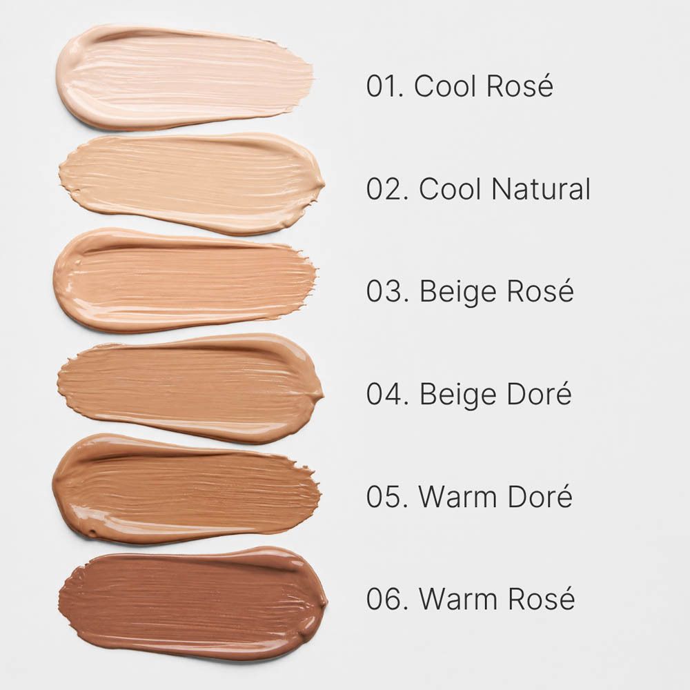 Côté de la boîte du Couleurs de Noir Sérum Fond de Teint SPF30 avec caractéristiques.