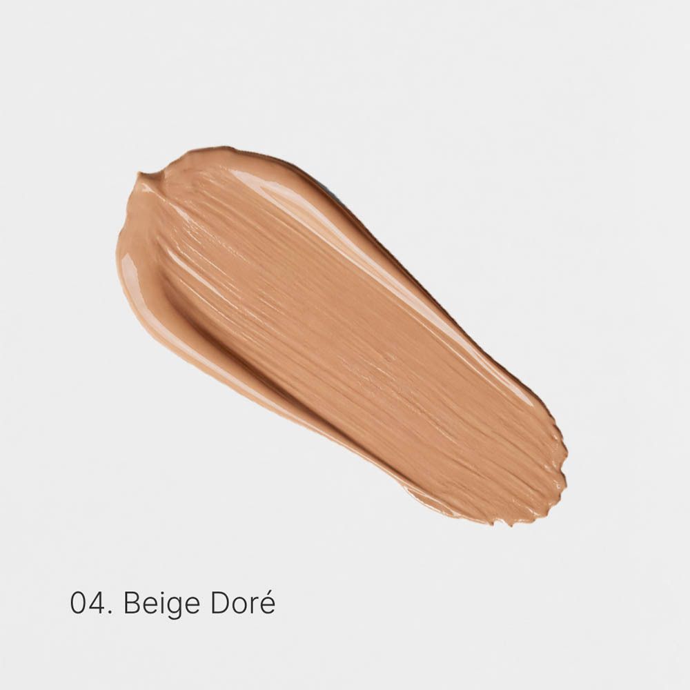 Échantillon de couleur du Couleurs de Noir Serum Foundation SPF30 04 Beige Doré sur fond gris.