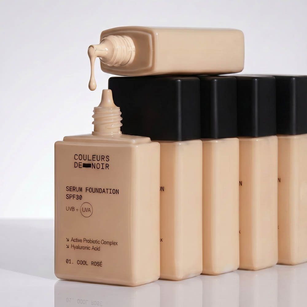 Couleurs de Noir Serum Foundation SPF30 05 Warm Doré Boîte, côté.