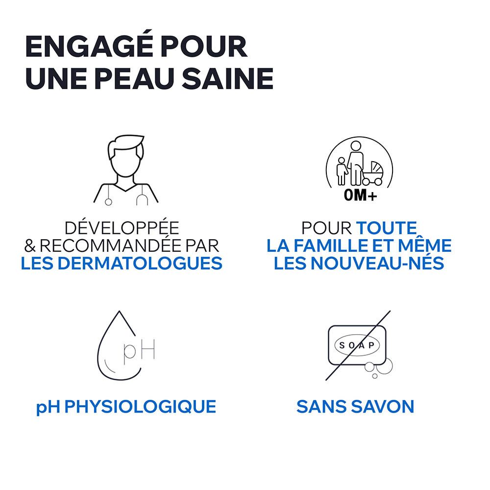Uriage Derm-Phy: Développé par des dermatologues, pH physiologique, sans savon.