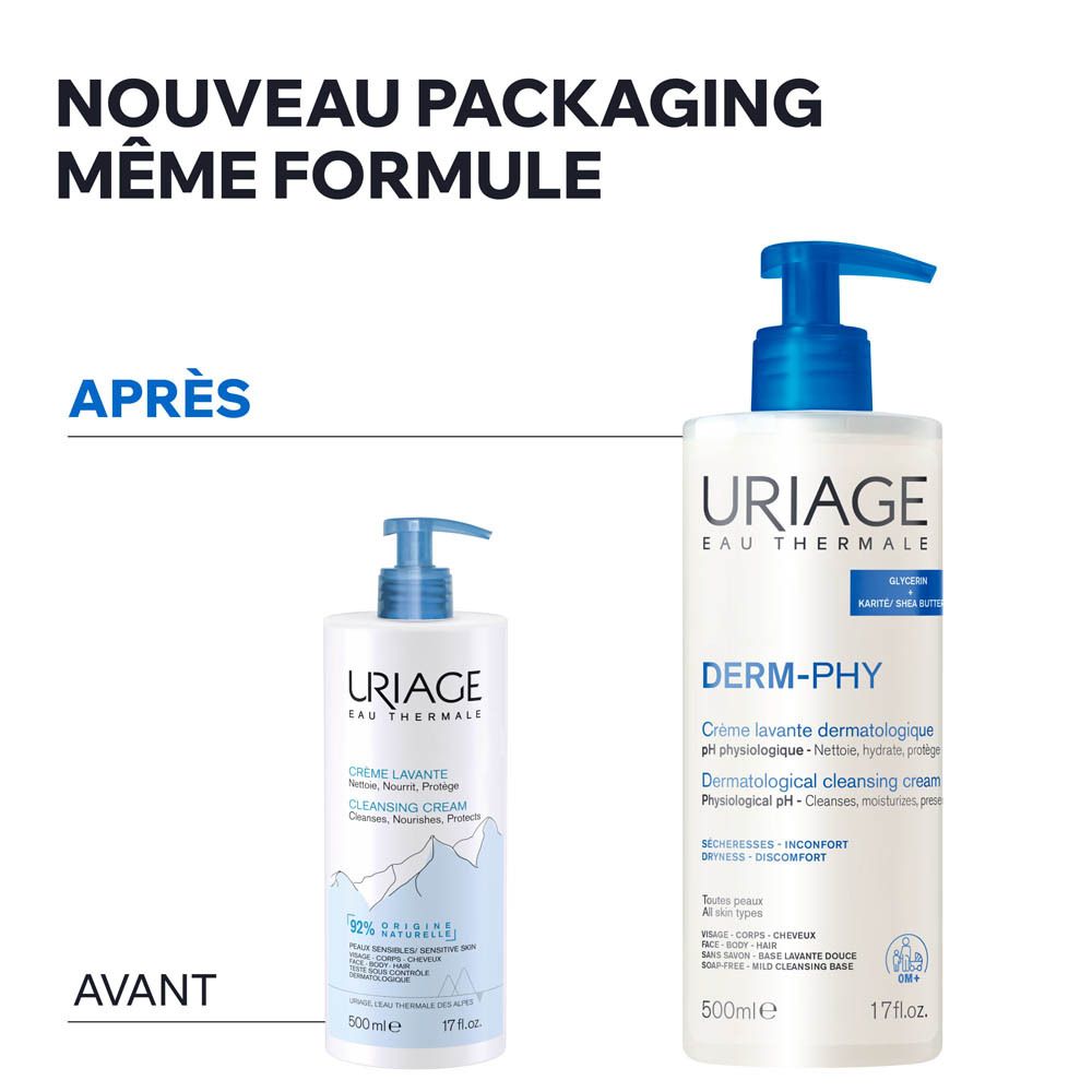 Citation d'un dermatologue sur l'usage quotidien de crème lavante Uriage.