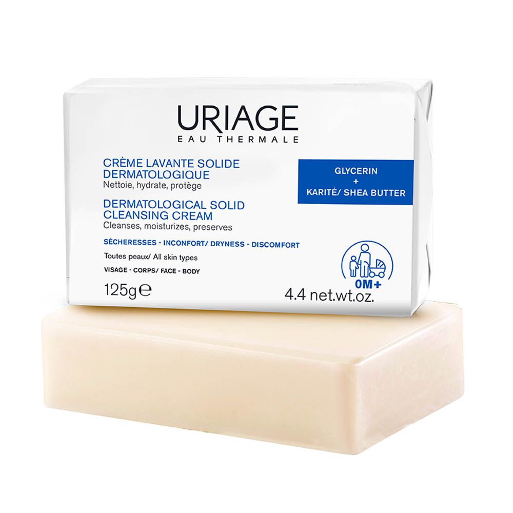 Pain lavant solide Uriage Dermatologique, face avant.