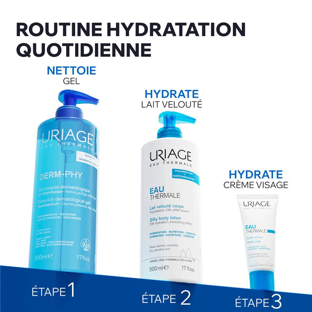 Uriage Derm-Phy Gel Surgras dermatologique, flacon 1L avec pompe.