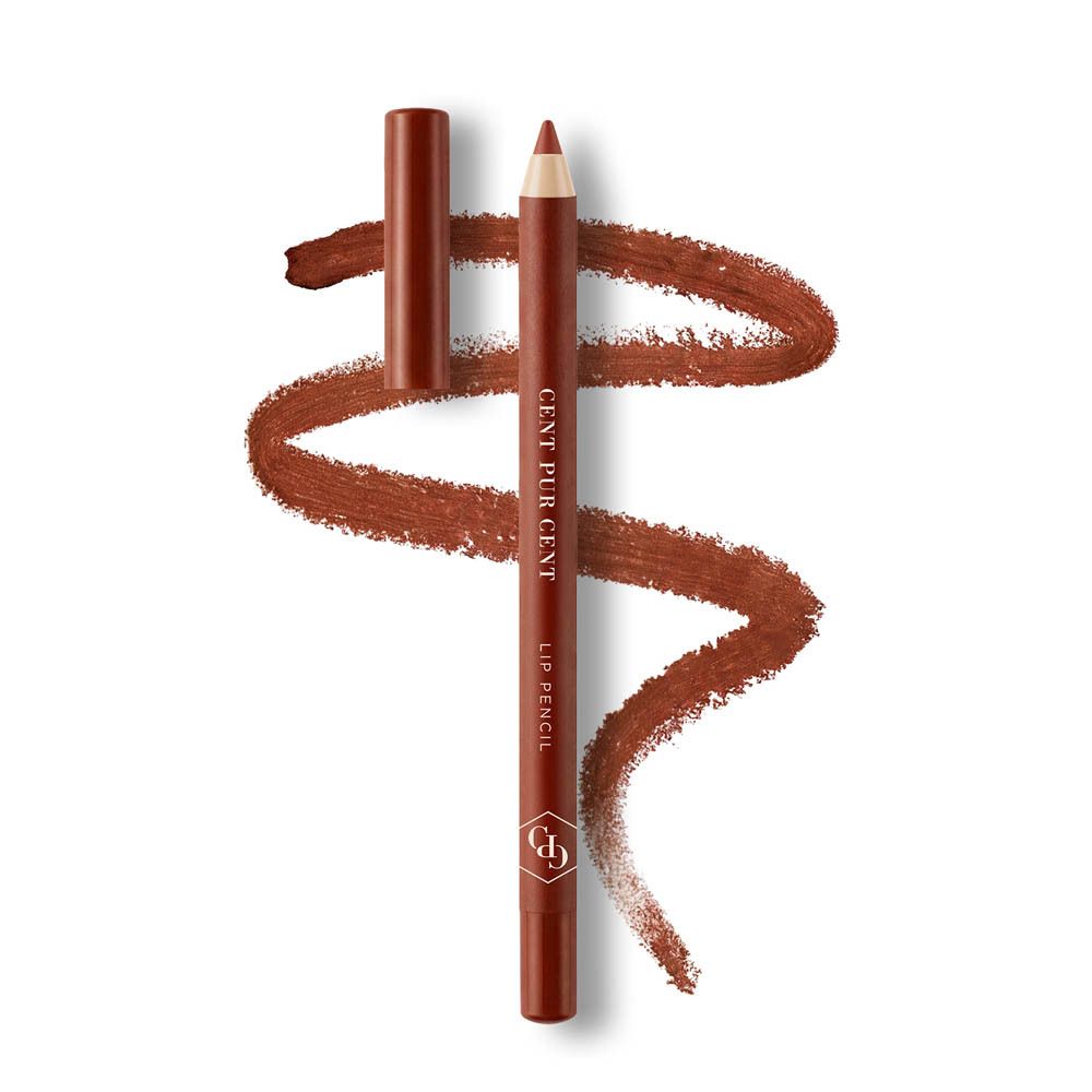 Un crayon à lèvres couleur nude chocolat avec une traînée de couleur.