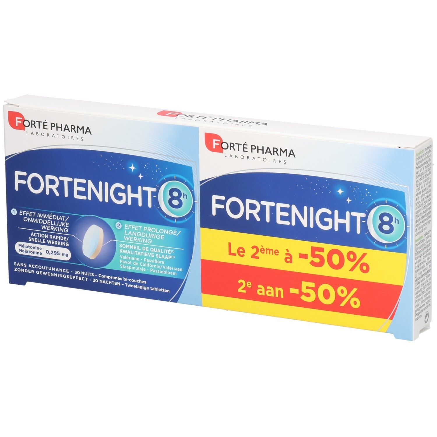 Forté Pharma Fortenight 8h Lot de 2 boîtes de 30 comprimés pour le sommeil.