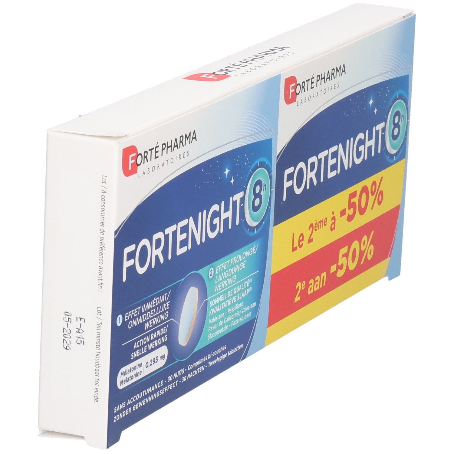 Forté Pharma Fortenight 8h Lot de 2 boîtes de 30 comprimés pour le sommeil.