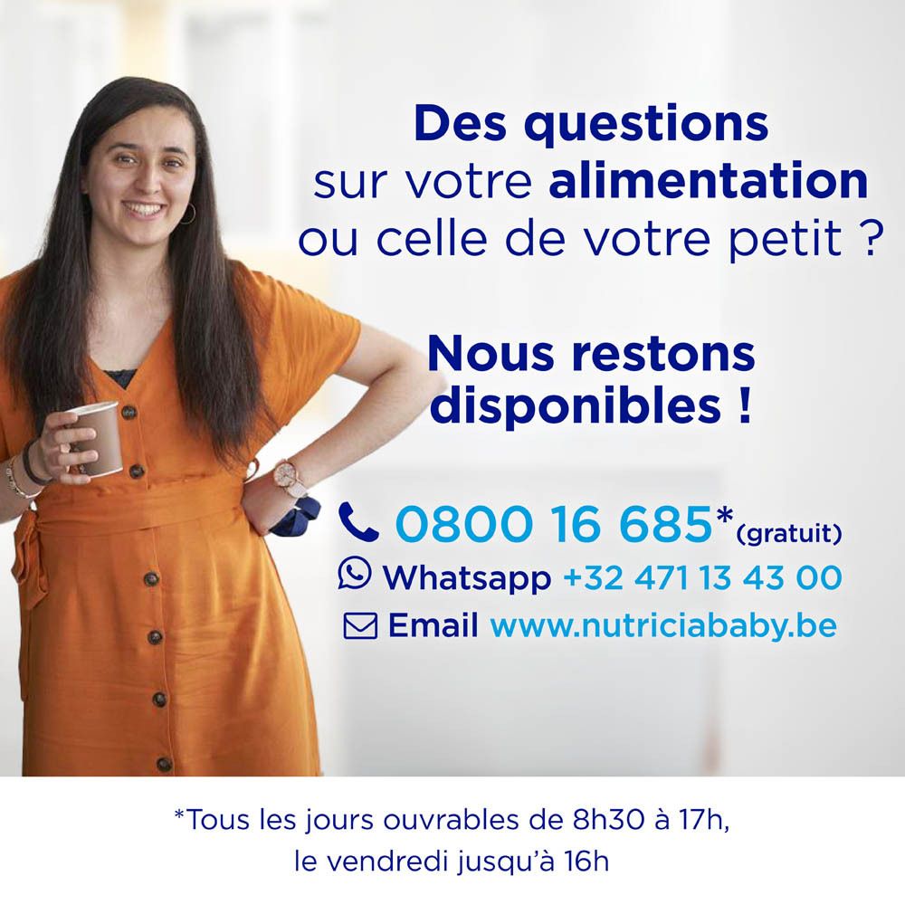 Instructions de préparation du lait infantile Nutrilon Rice Pro en cinq étapes.