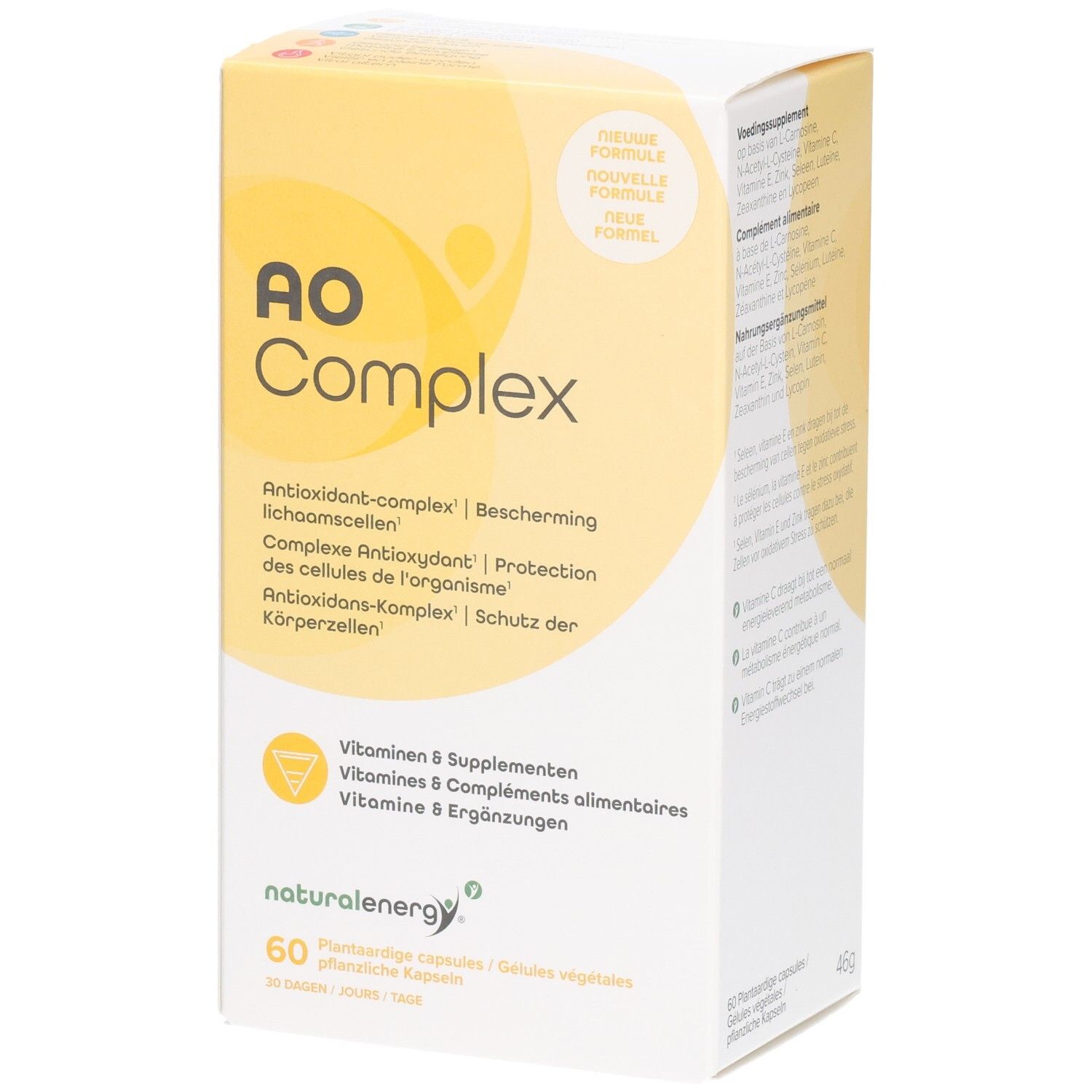 Boîte de AO Complex contenant 60 gélules végétales.