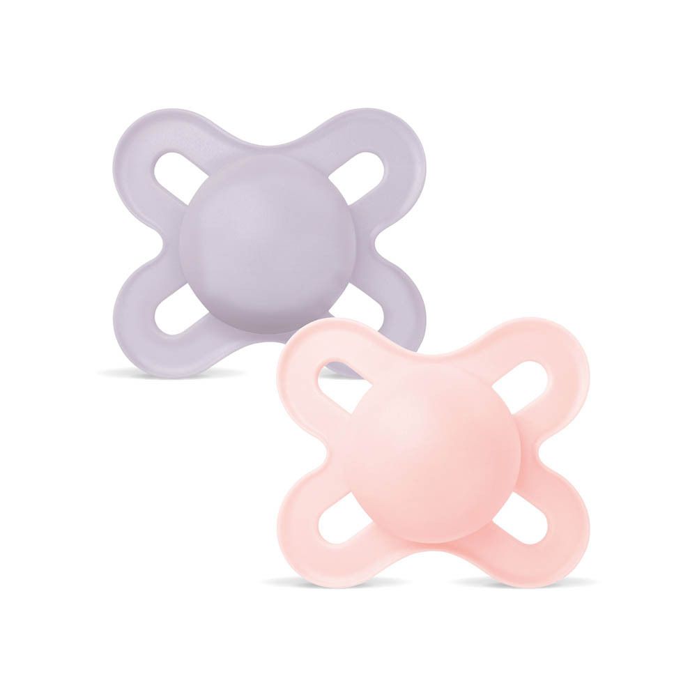 Deux sucettes, une rose et une violette, avec bouclier symétrique.