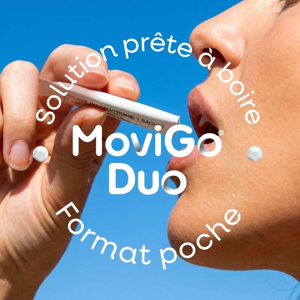 Movigo Duo : Double action contre la constipation et les ballonnements. Solution buvable.